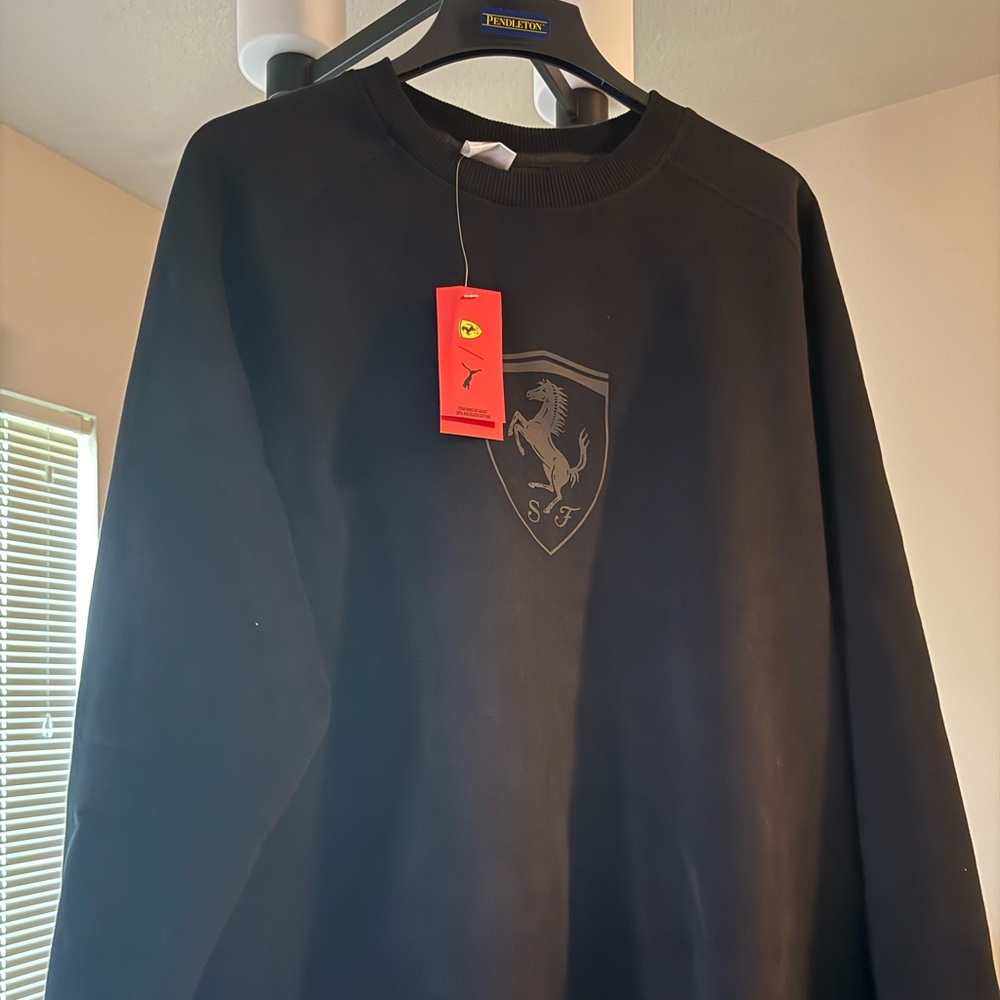 Ferrari Black Sweatshirt with Emblem